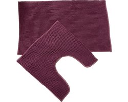 Badmat set - Badmat + Toilet mat - Paars - 75x45 cm