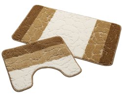 Badmat set bruin/ivoor - 60 x 100 cm + 50 x 60 cm