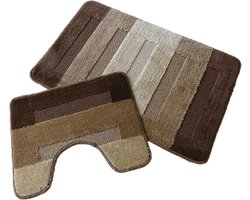 Badmat set bruintinten - 60 x 100 cm + 50 x 60 cm
