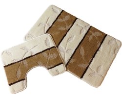 Badmat set ivoor/bruin - 50 x 80 cm + 40 x 50 cm
