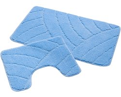 Badmat Set Nevada – Douchemat 50x80 cm & WC Mat 40x50 cm – Zachte Chenille Badkamermat – Antislip – Wasbaar – Oeko-Tex– Blauw