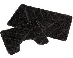 Badmat Set Nevada – Douchemat 60x100 cm & WC Mat 50x60 cm – Zachte Chenille Badkamermat – Antislip – Wasbaar – Oeko-Tex– Zwart