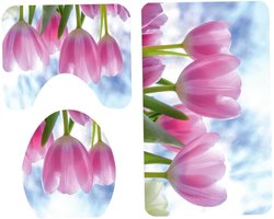 Badmat Set - Toiletmatten - Badkamer Decoratie - Zeer Absorberend - 45 x 75 cm - Gebloemd