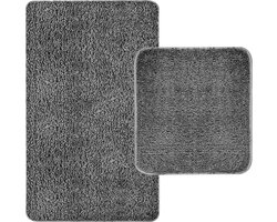 Badmat Set - Zachte en Stijlvolle Badmatset - Grijs