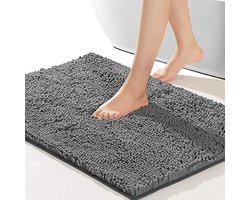 Badmat TPR Antislip - 90x60cm - Absorberende Badmat - Badkamermat - Douchemat - Grijs - Extra Zwaar - SEVEND®