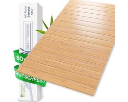 Badmat van bamboe, antislip, 80 x 50 cm, bamboemat, badtapijt, badkamer, houten douchemat, hygienic, houten tapijt, vloersteun, bamboetapijt als badmat, wc-mat