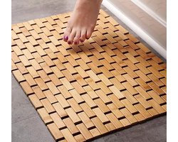 Badmat van bamboehout - antislipmat voor in badkuip - bamboemat voor in badkamer met antislip - badmat voor douche - bamboe tapijt voor badkamer (Natuurlijk)