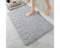 Badmat van traagschuim — Absorberende douchemat — Badkleed — Decoratieve vloermat — Antislip — Geschikt voor badkamer & woonkamer — 40 x 60 cm — Lichtgrijs