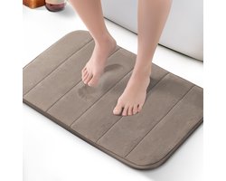 Badmat van traagschuim, ultrazacht, zeer absorberend, antislip, wasbaar in de machine - luxueus comfort voor thuis- en badkamervloeren (beige, 40 x 60 cm)