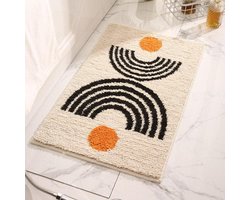 Badmat - Vloerkleed Douche - Badkamer Drooghouden - Zachte Microvezel - 50x80cm - Oranje Beige Zwart