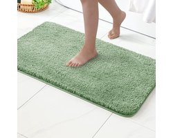 Badmat, zachte badmat, antislip, voetmat, badkamermat, slaapkamermat, wollig tapijt, badkamertapijt, douchemat, voor badkamer, woonkamer, slaapkamer, 70 x 120 cm, groen