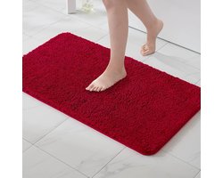 Badmat, zachte badmat, antislip, voetmat, badkamermat, slaapkamermat, wollig tapijt, badkamertapijt, douchemat, voor badkamer, woonkamer, slaapkamer, 70 x 120 cm, rood