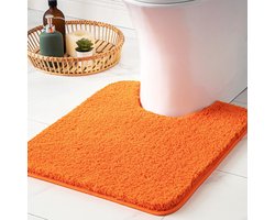 Badmat, zachte badmat, antislip, voetmat, badkamermat, slaapkamermat, wollig tapijt, badkamertapijt, douchemat, voor badkamer, woonkamer, slaapkamer, 50 x 50 cm, oranje