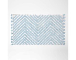 Badmat Zickzack 50x80 cm, Badtapijt getuft, Chevron badvoorlegger met kwastjes