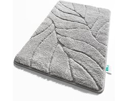 Badmat Zilver - Badkamertapijt Sneldrogend - Badkamer Comfort - Antislip Achterkant - 50 x 80 cm