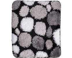 Badmat zwart-grijs-wit stenen 60x90cm-Antislip onderkant