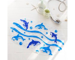 Badmatje - Antislip - Kinder Antislip mat Bad / Douche - Voor kinderen en baby's - mat voor in bad - mat voor in douche - douchemat met zuignappen - 69 x 39 cm - Dolfijnen