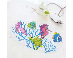 Badmatje - Antislip - Kinder Antislip mat Bad / Douche - Voor kinderen en baby's - mat voor in bad - mat voor in douche - douchemat met zuignappen - 69 x 39 cm - Koraalvissen