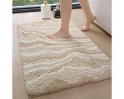 Badmatten - 50*80cm Anti-rutsch Badkamer Mat, Super Absorberend, Modern Ontwerp, Wasmachineveilig, Voor Bad, Douche, Kamers, Beige