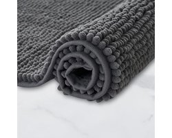 Badmatten - Anti-rutsch Badmat in Fluweel | Super Absorberend en Wasmachineveilig | Voor Badkamer, Douche, Bad of als WC-mat | Donkergrijs - 40x60 cm
