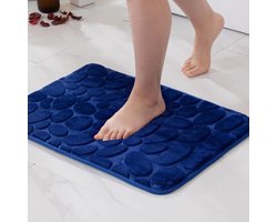 Badmatten antislip traagschuim badkamermat bad U-vorm tapijt douchemat koraal fleece zachtheid zeer absorberend wasbaar tapijt badmatten voor badkamer keuken entree 50x40 cm marineblauw