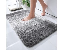 Badmatten - Badmatten Antislip - Extra Zachte Absorberende Microvezel Badmatten - Rubberen Achterkant - Snel Drogend - Machinewasbare Badmatten - voor Badkamervloer, bad, douche en woonaccessoires - 24x16 inch - Grijs