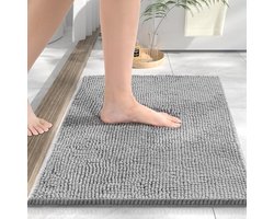 Badmatten - Fluweel Badmat, 40x60cm Super Absorberende Douchemat, Anti-rutsch Badkamer Mat, Decoratief Wasmachineveilig, Voor Douche en Bad, Grijs