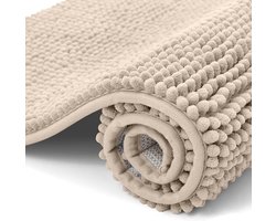 Badmatten - Fluweel Badmat - Anti-rutsch - Zacht en Absorberend - Wasmachineveilig - 40 x 60 cm - Beige