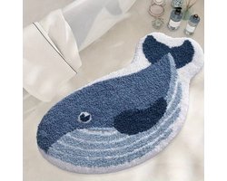 Badmatten - Schattige badmat met dierenprint, zachte, absorberende badmat, antislip en wasbaar, 40*60 cm, met walvismotief.