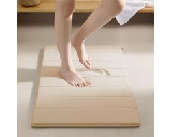 Badmatten van traagschuim, 50 x 80 cm, zacht en comfortabel badtapijt voetmat, super wateropname, antislip, machinewasbare douchematten voor thuis- en badkamervloeren - beige