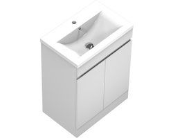 Badmeubel 50 cm met waskom, wit kleur, badkamermeubelset met keramiek wastafel, badmeubelset 2 wastafels