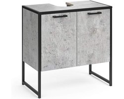 Badmeubel Betonlook Zwart Metaal Frame 60x60 cm Industrieel Design