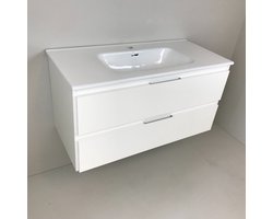 Badmeubel Blanco 100cm, wit gelakt met keramische wastafel