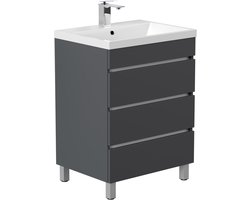 Badmeubel Dallas Grafiet - Mineraal - Breedte 60 cm - Hoogte 83.5 cm - Diepte 46 cm