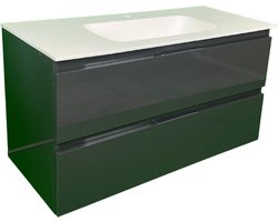 Badmeubel Kubic 100 cm, antraciet glans met solid surface wastafel