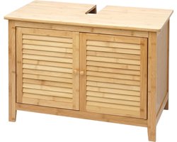 Badmeubel MCW-B18, badkamermeubel, bamboe ~ 60x80x40cm