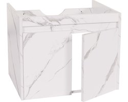 Badmeubel MCW-L86, badmeubel MVG melamine 2 deuren 48x59x46cm ~ marmer-look wit