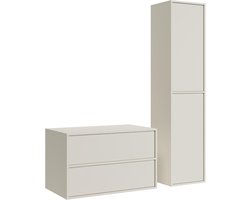 Badmeubel Set - Kast met Wasbak - Badkamer Opbergen - Push-to-open Lades - 80 cm Breed - Cashmere