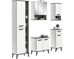 Badmeubelset 5-delig - Badkamermeubels - Modulair Design - Duurzaam Hout - Wit/Antraciet Grijs - FSC Gecertificeerd - 180cm x 120cm x 55cm