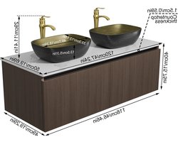 Badmeubelset – Badkamermeubel – Wastafelmeubel – Wasbakmeubel – Douchemeubel – Dubbele Keramische Wastafels – Zwevend PVC Kastje Met Sintersteen Werkblad – 120 cm