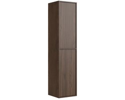 Badplaats Badkamerkast Mali 38 x 33 x 160 cm – Walnoot Bruin – Hangende Kolomkast met 2 Deuren