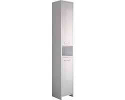 Badplaats Badkamerkast Nemo 32 x 29 x 190 cm - Wit - Staande Kolomkast met Twee Deuren