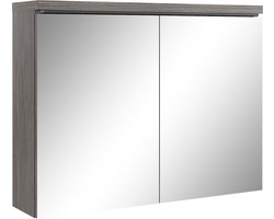 Badplaats Badkamerkast Paso 80 cm x 20 cm x 60 cm - Grijs Eiken - Spiegelkast Badkamer