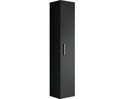 Badplaats Badkamerkast Pluto 30 x 30 x 150 cm - Zwart - Hangende Badkamerkasten Hoog met 1 Deur