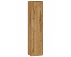 Badplaats Badkamerkast Rimini 38 x 33 x 170 cm - Eiken - Hangende Kolomkast met 1 Deur en Gouden Handgreep