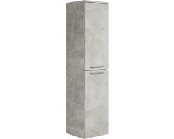 Badplaats Badkamerkast Saturnus 35 x 35 x 130 cm - Beton Grijs - Hangende Kolomkast met Twee Deuren