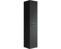 Badplaats Badkamerkast Saturnus 35 x 35 x 130 cm - Zwart - Hangende Kolomkast met Twee Deuren
