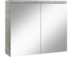Badplaats Badkamerkast Toledo 80 x 20 x 60 cm - Beton Grijs - Spiegelkast Badkamer