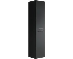Badplaats Badkamerkast Venus 30 x 30 x 160 cm - Zwart - Hangende Kolomkast met Twee Deuren
