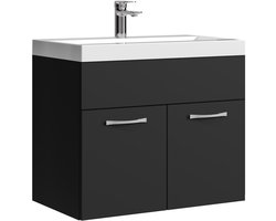 Badplaats Badkamermeubel Montreal 60 x 35 cm – Mat Zwart – Wastafel met Onderkast
